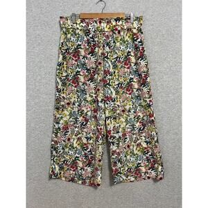 H&M Wide Leg Botanical Print Crop‎ Pants - Size 14
